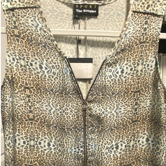 SPORT The Kooples Leopard Print Sleeveless Zipper Front Top Women's Size S - Picture 5 of 13